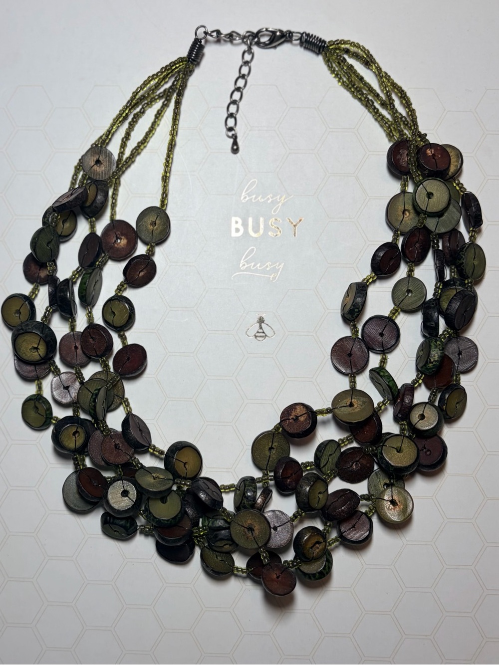 Boho Multi-Strand Wooden Disc Bead Necklace